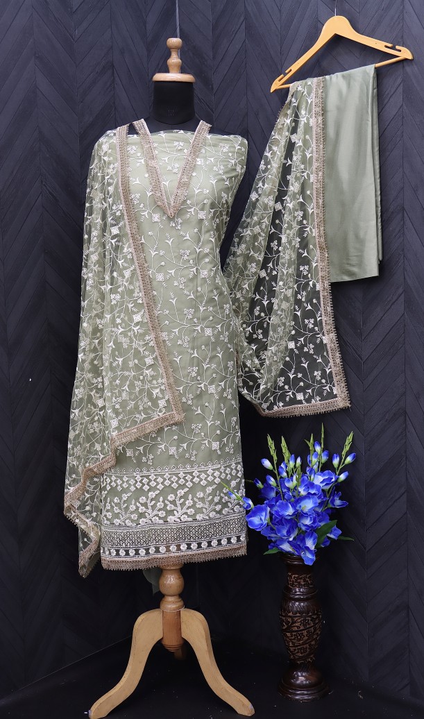 Honey dew Chikankari Pakistani Pant Suit