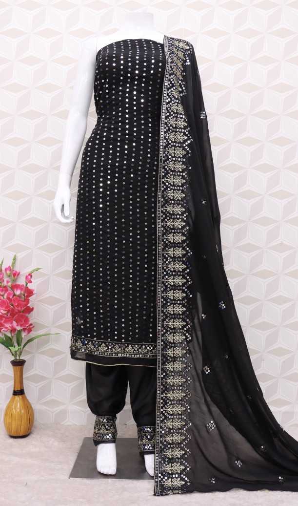 black Faux Georgette Pakistani Suit