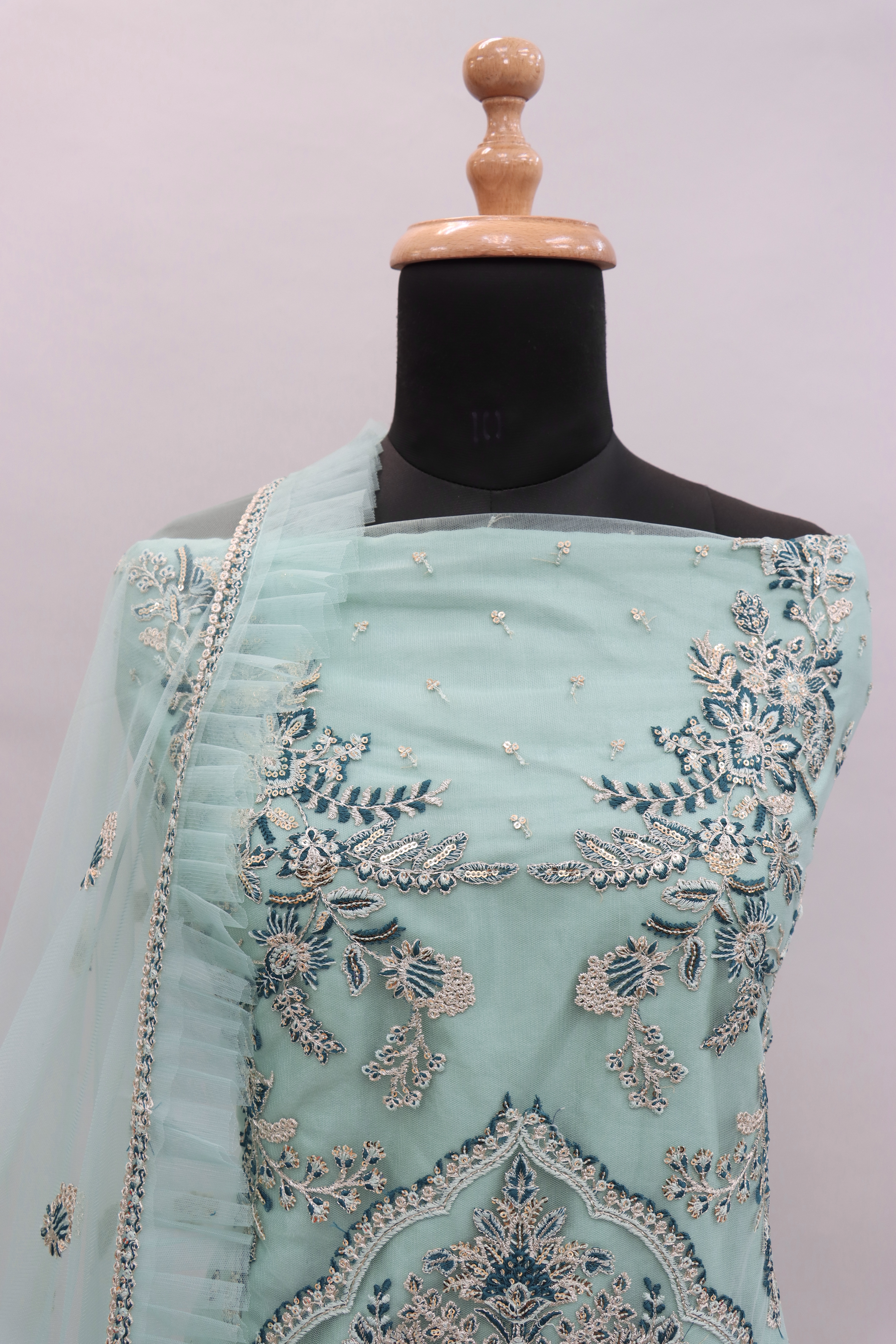 Sea Green Latest Designer Organza Pakistani Salwar Suit Online Store