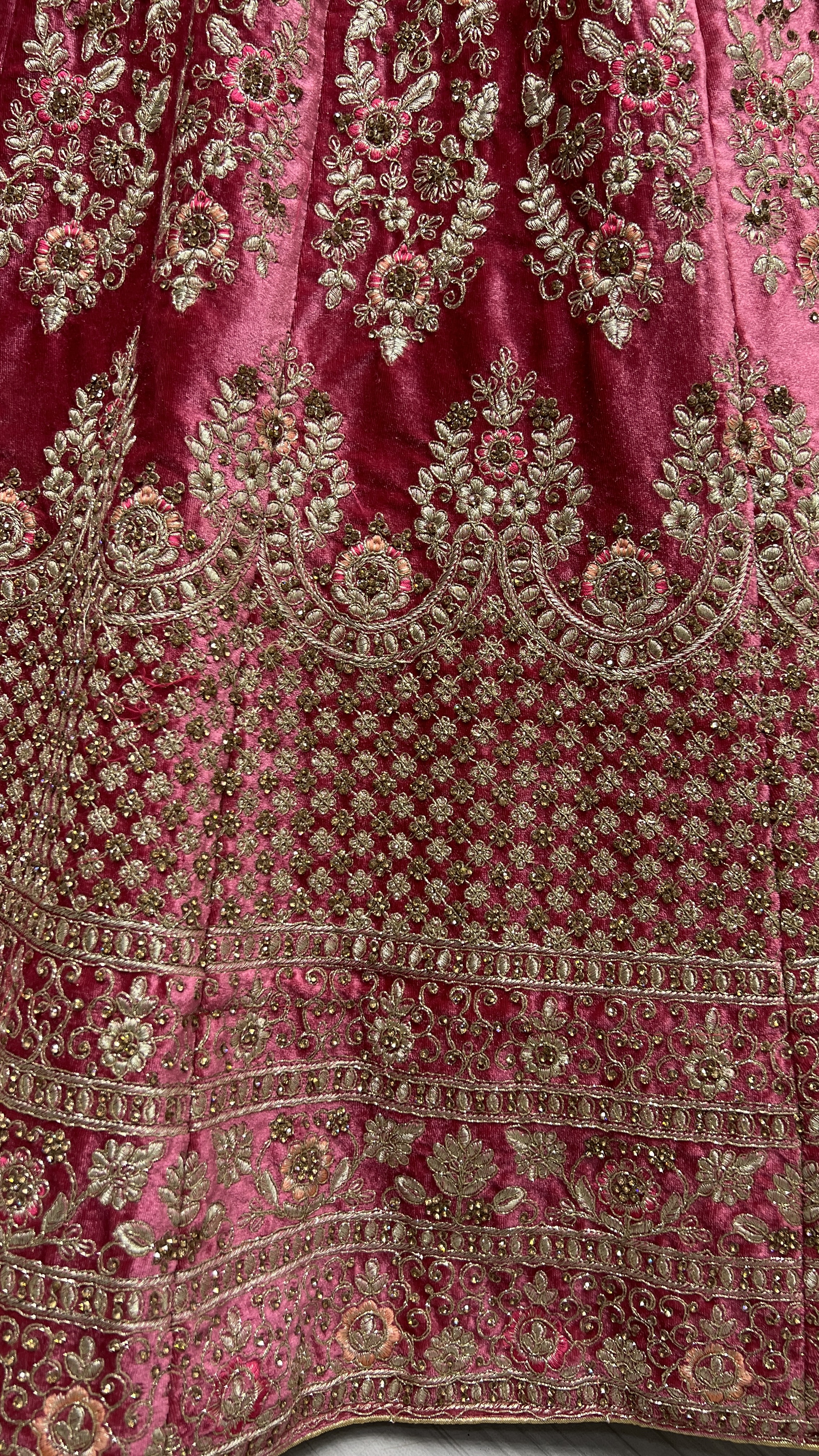 Embroidery Velvet Lehenga Choli In Pink