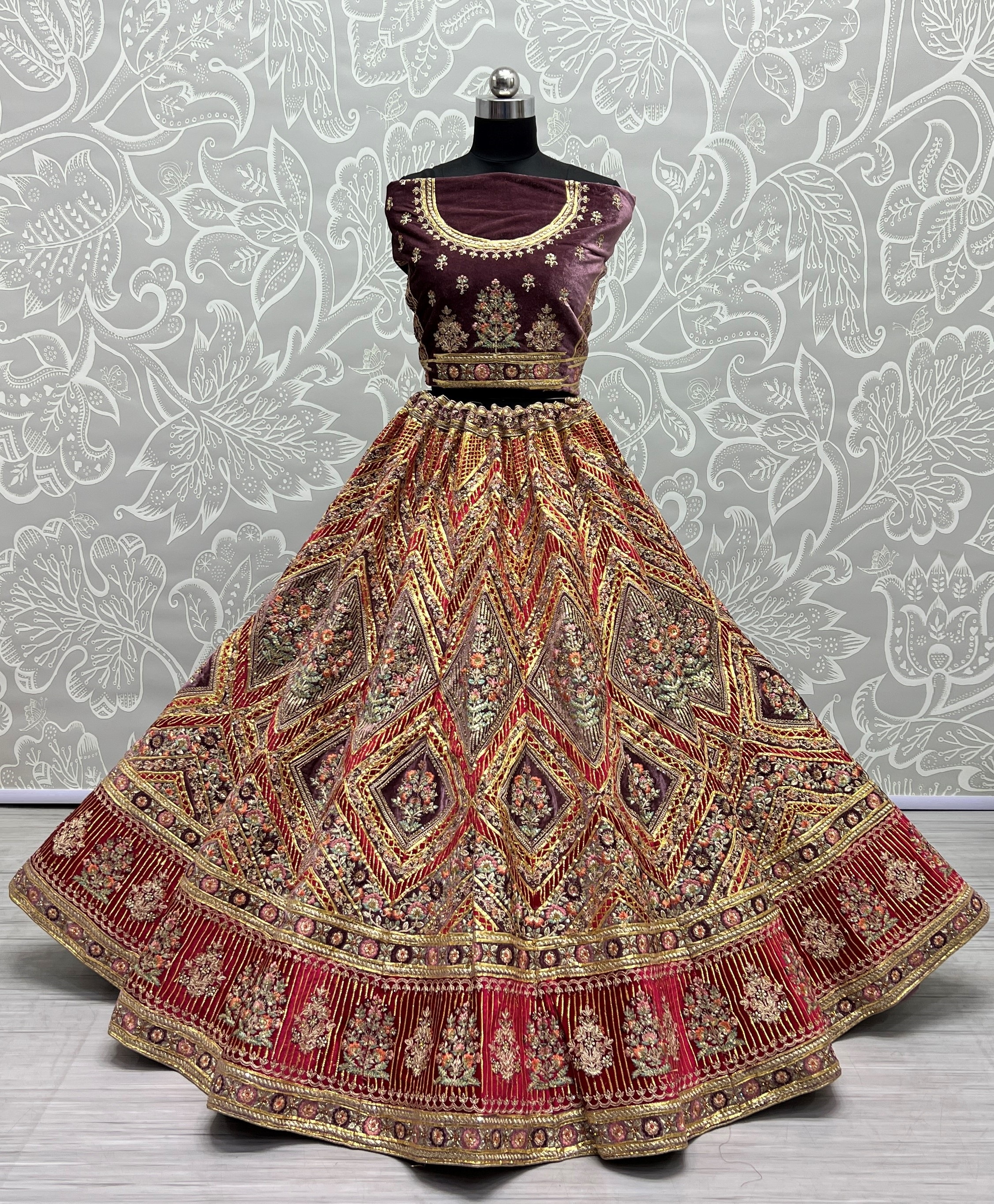 Golden Gota bordered fancy embroidered Lehenga choli 