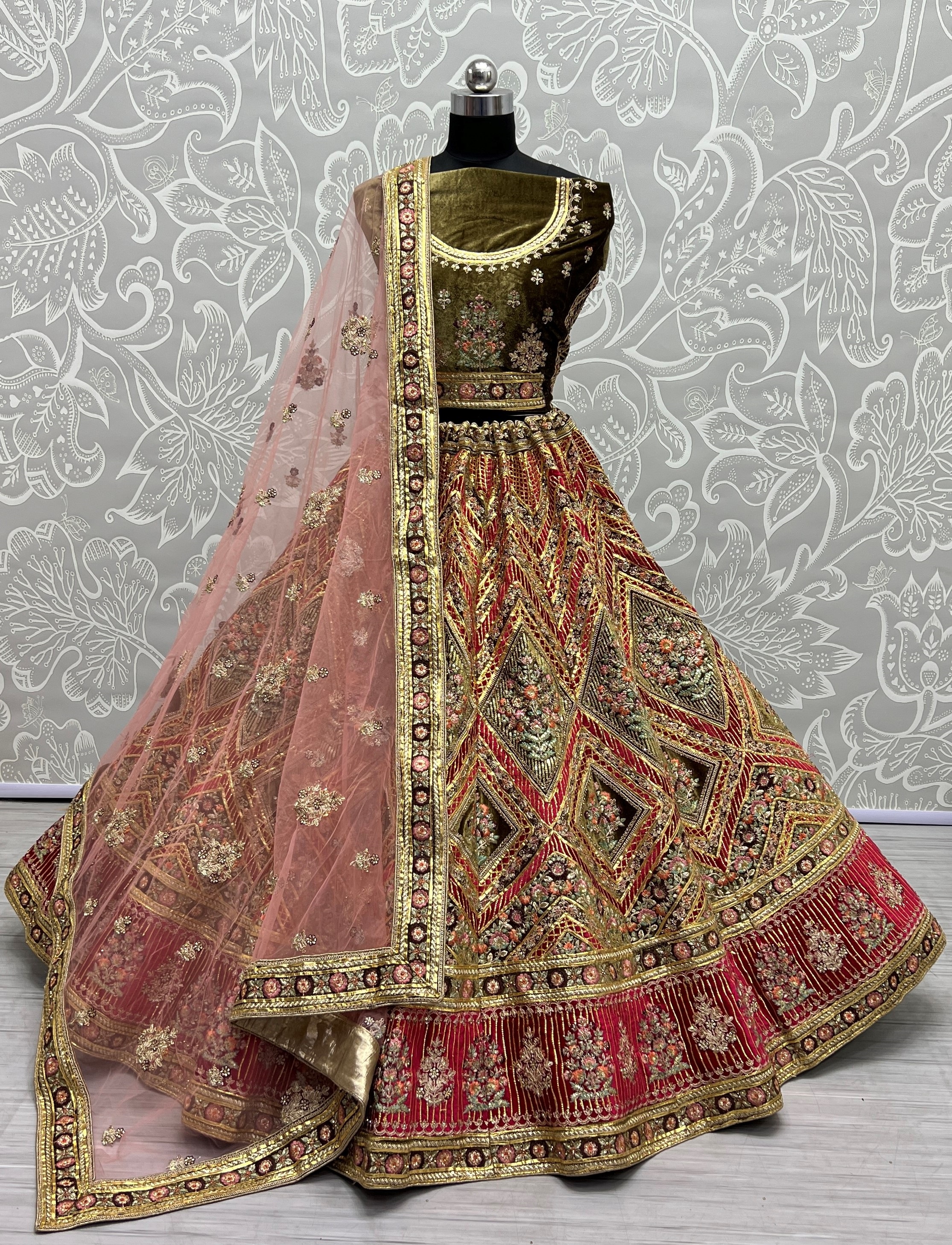 Golden Gota bordered fancy embroidered Lehenga choli 