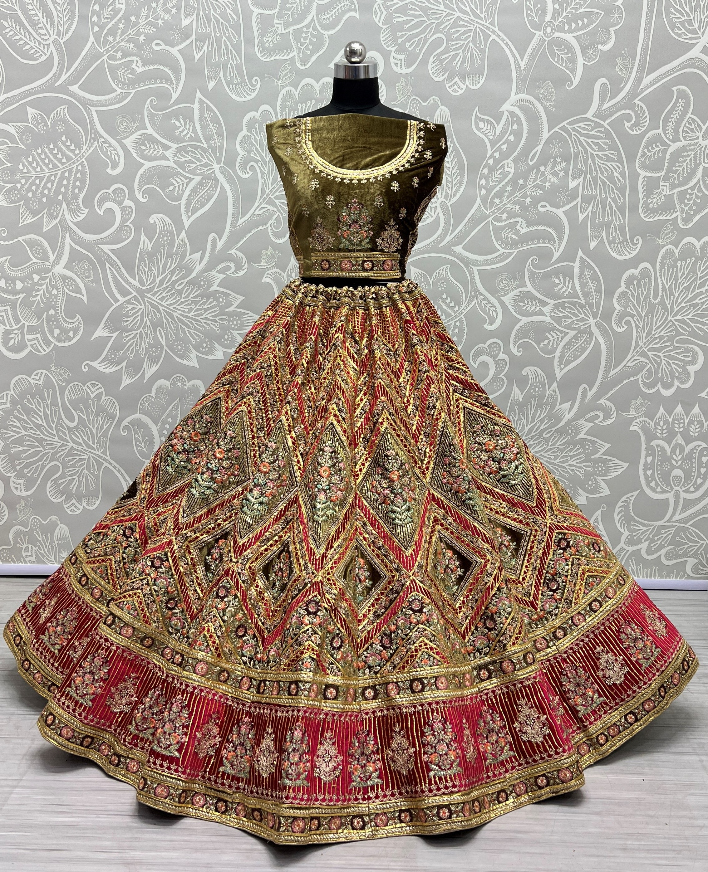 Golden Gota bordered fancy embroidered Lehenga choli 