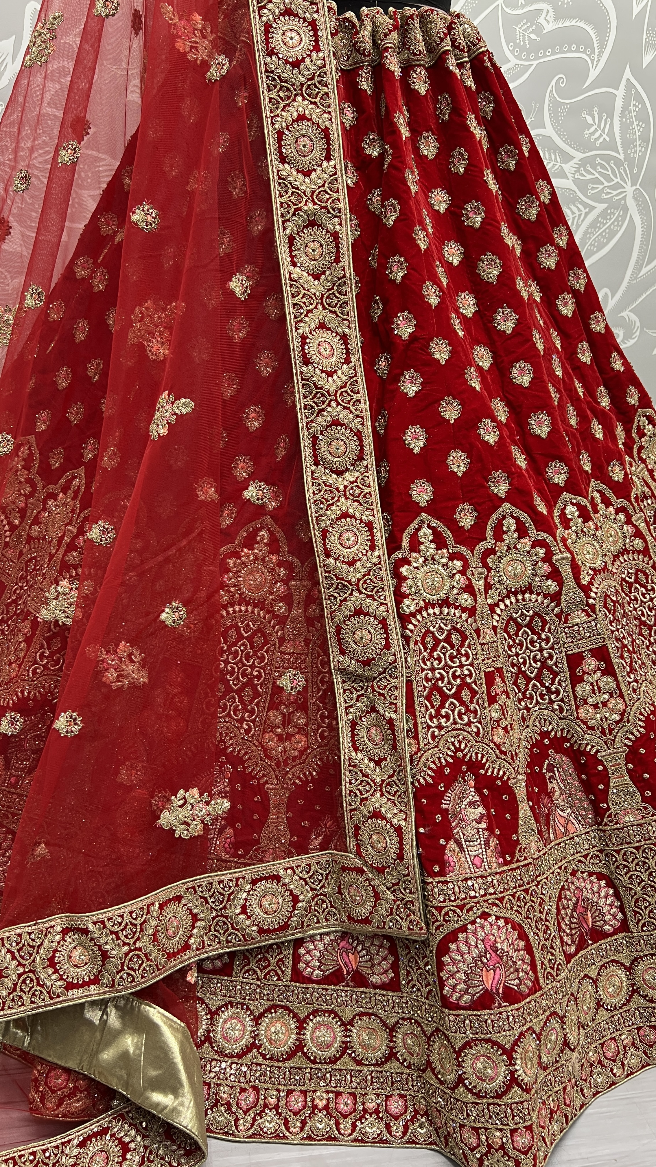 Bride Groom Embroidered Heavy Work velvet bridal Lehenga choli