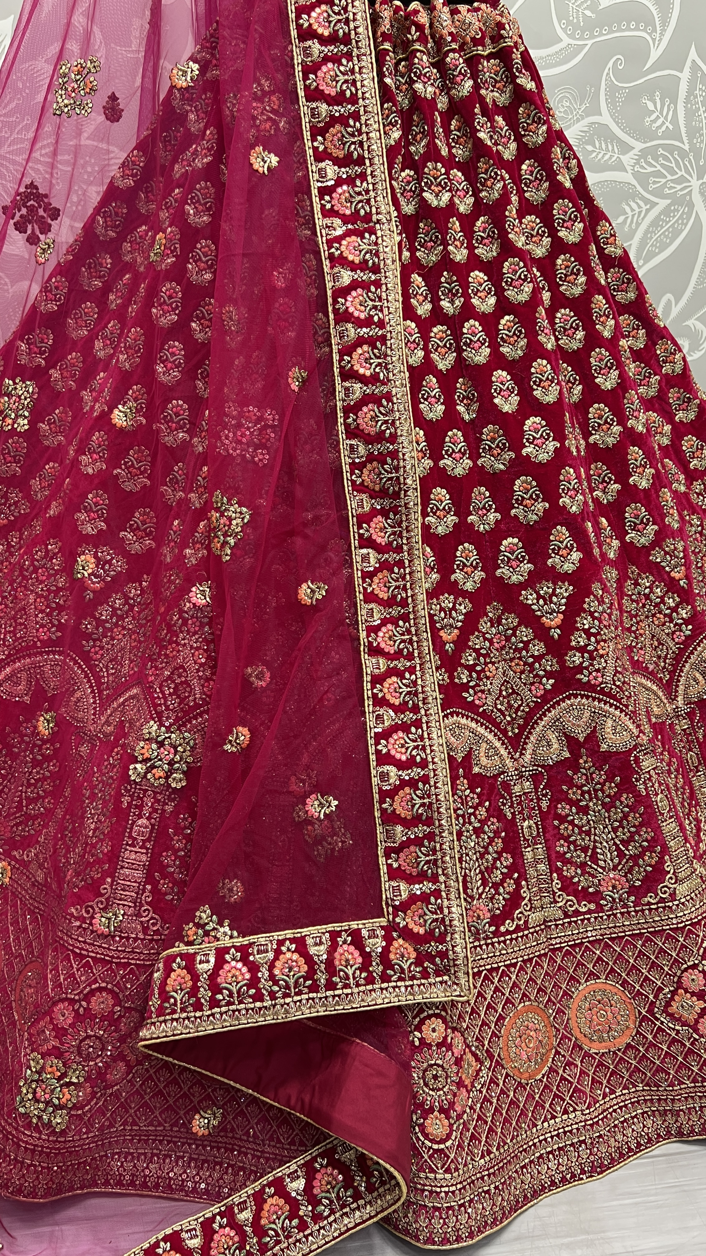 Fancy Dori embroidered and Multi thread work velvet Lehenga choli