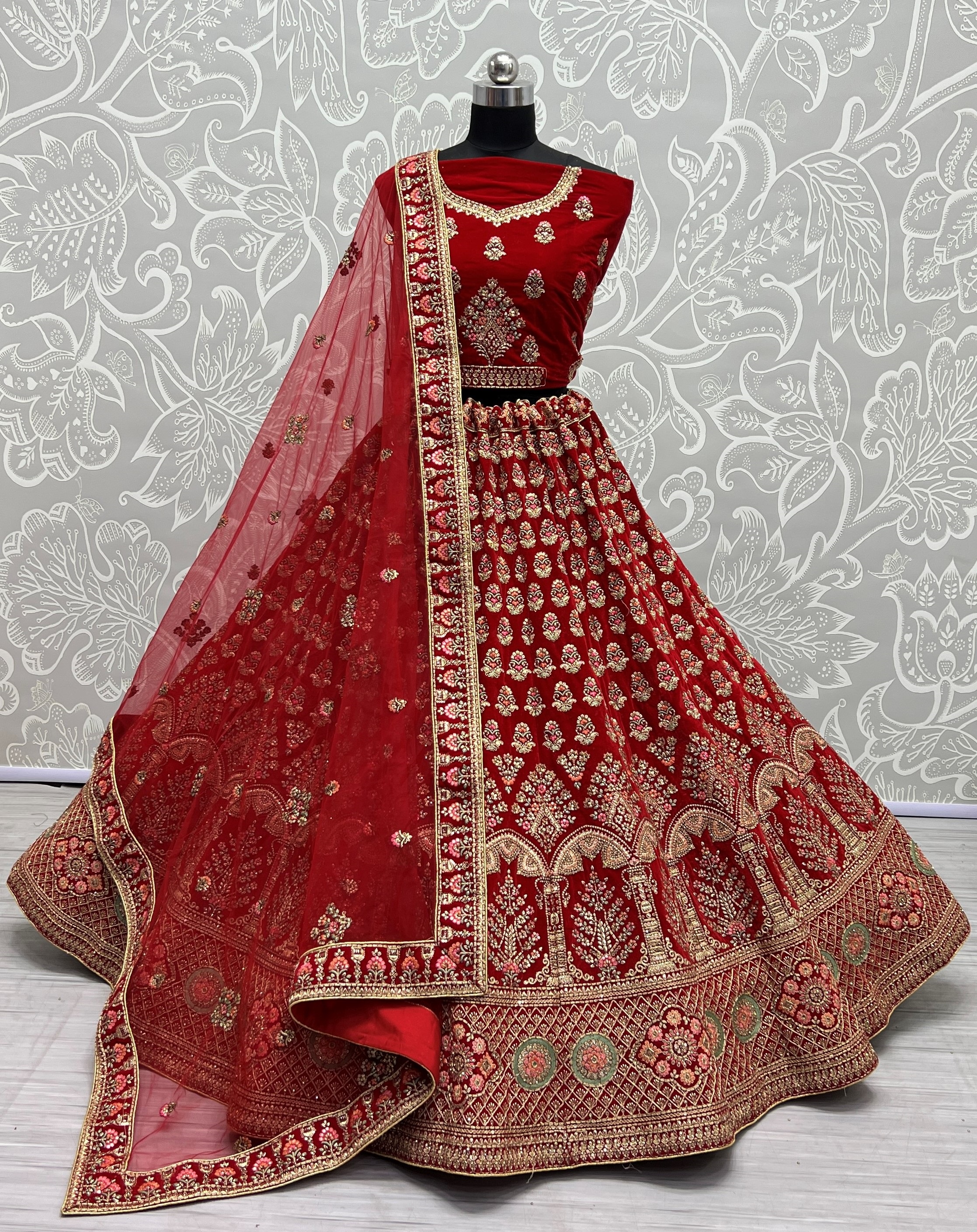 Fancy Dori embroidered and Multi thread work velvet Lehenga choli