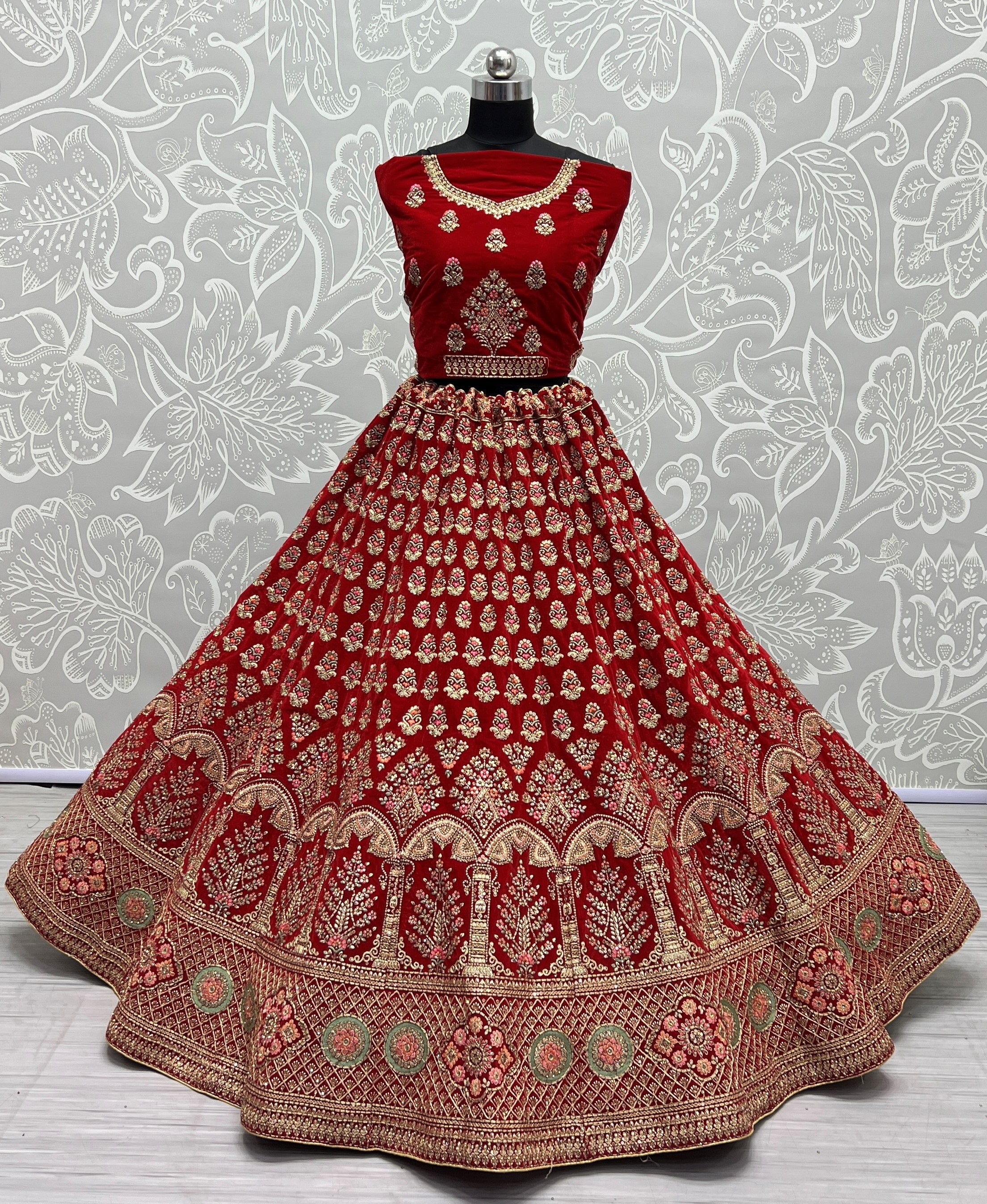 Fancy Dori embroidered and Multi thread work velvet Lehenga choli