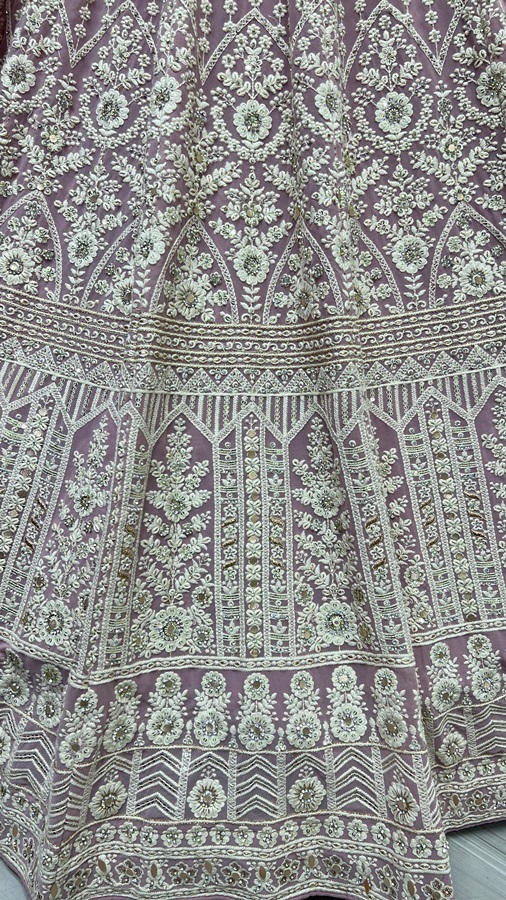 Five Meter Flaired Cotton Thread and sequins Embroidered Designer Lehengacholi 