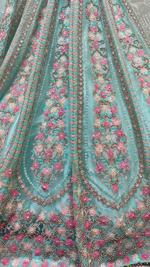 Pastel Sequins Combine Flower Pattern Exceptionally Designed Lehengacholi 