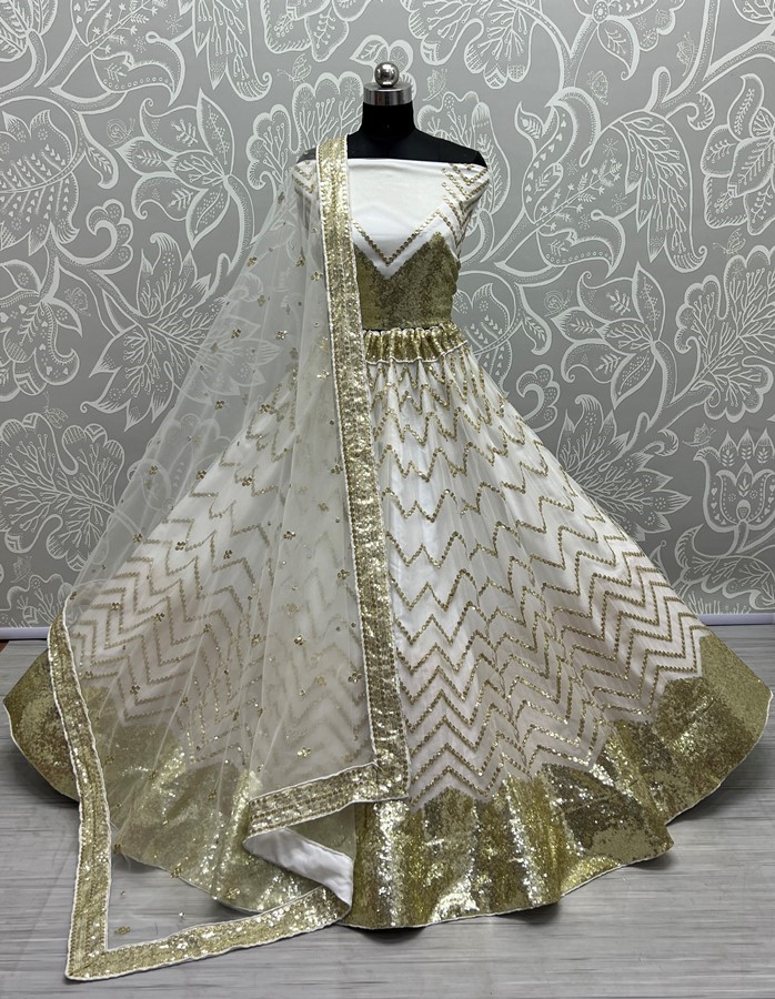 Zigzag Pattern Sequins Embroidered Sober work Lehenga choli 