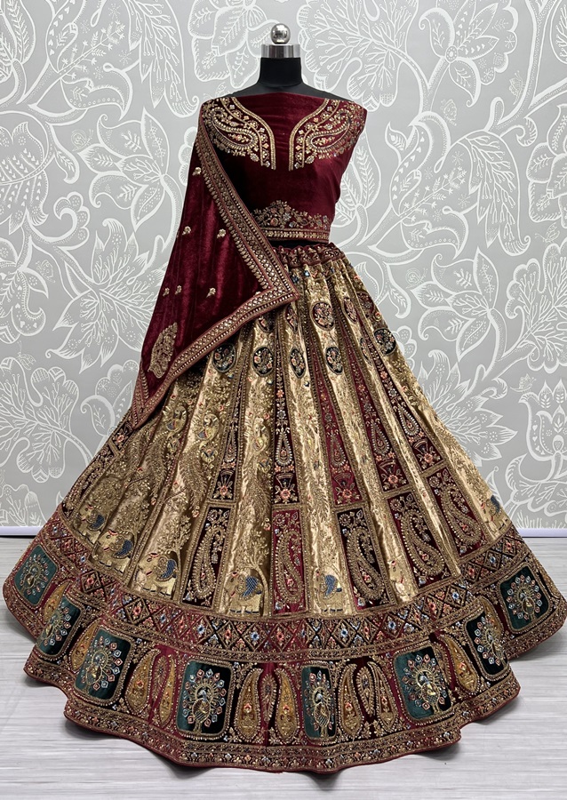 Alternate patch embroidered Kali with beautiful dupatta bridal Lehengacholi 