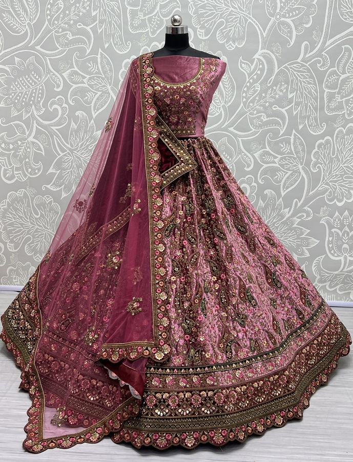 Heavy lace work and combine velvet patch embroidery double dupatta Lehengacholi