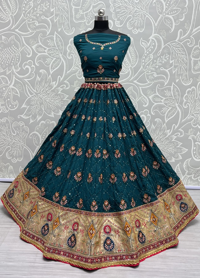 Gadhwal silk Crafted Bandhani print Dupatta Lehengacholi