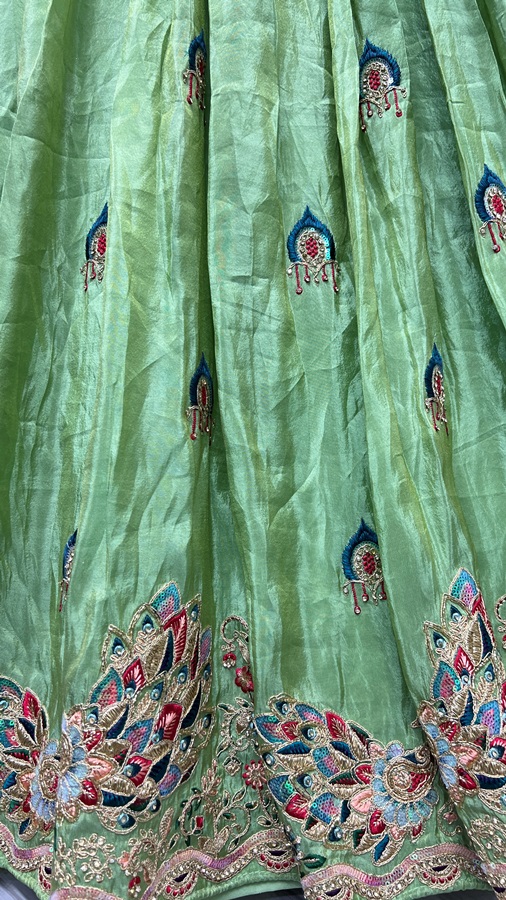 Pure bandhani dupatta with Gadhwal silk Lehengacholi 