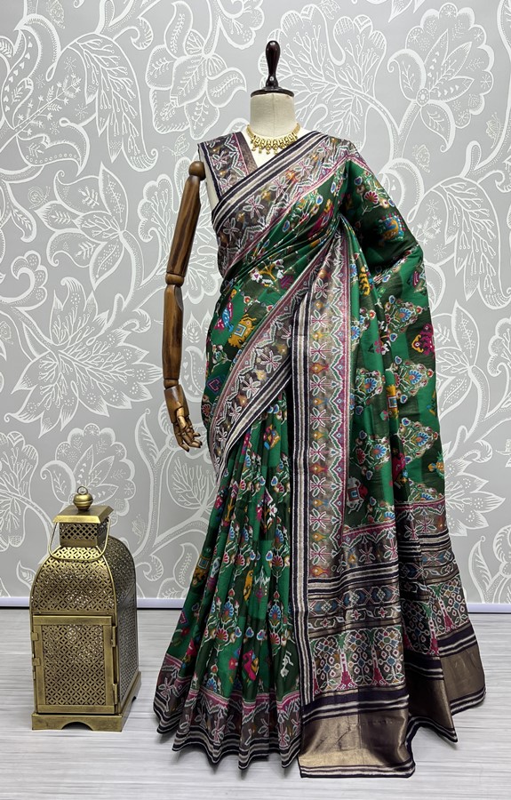 Hand Dyed Meena Silk Thread Crafted Patola Saree 