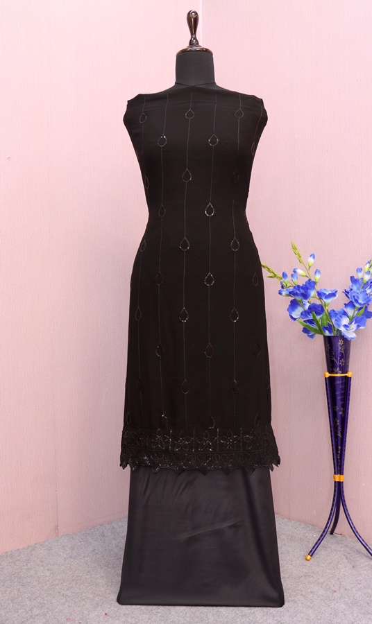 Georgette Reception Salwar Kameez in black with Sequence work