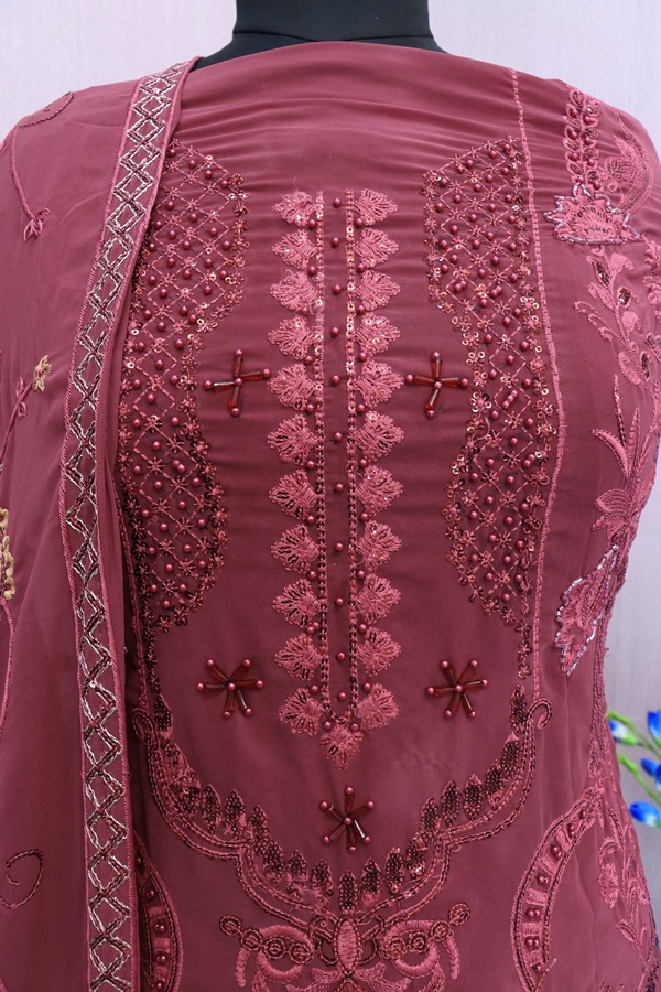 Georgette Reception Salwar Kameez in pink with Sequence work