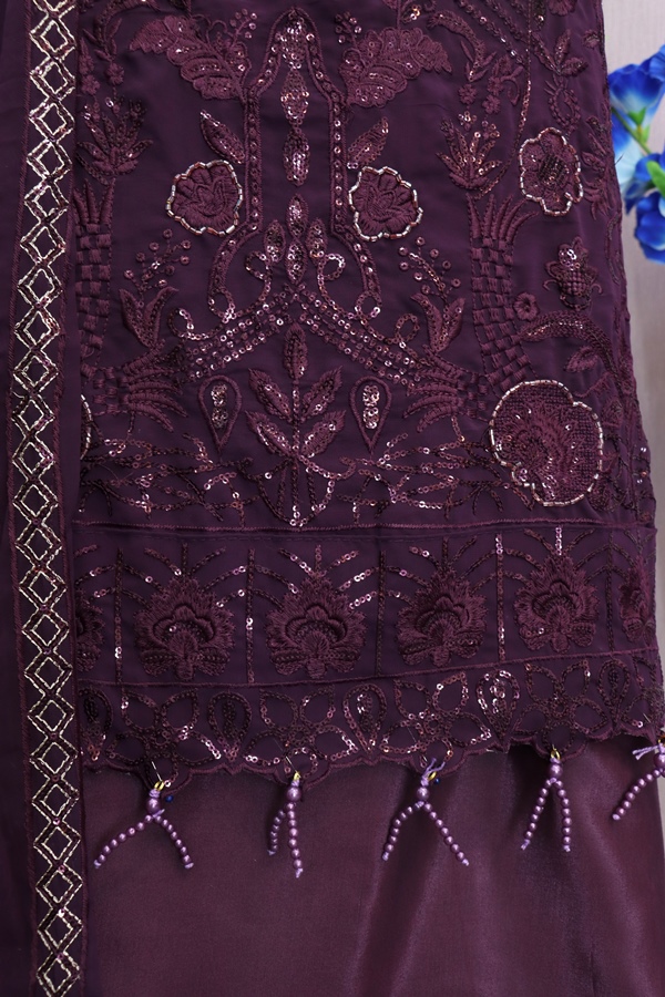 Georgette Reception Salwar Kameez in PURPLE with Sequence work