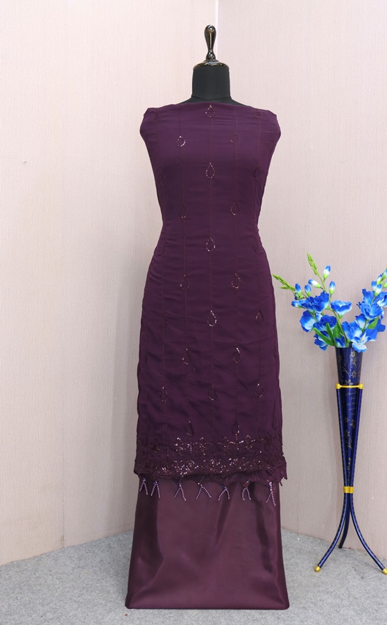 Georgette Reception Salwar Kameez in PURPLE with Sequence work