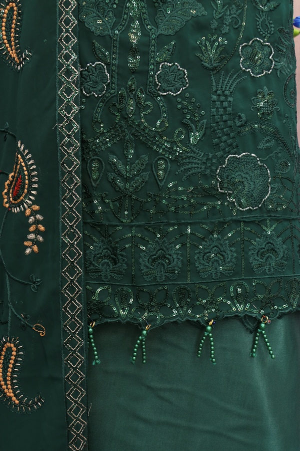 Georgette Reception Salwar Kameez in dark Green with Sequence work