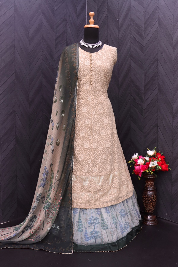  FANCY FAUX GEORGETTE  GOWN