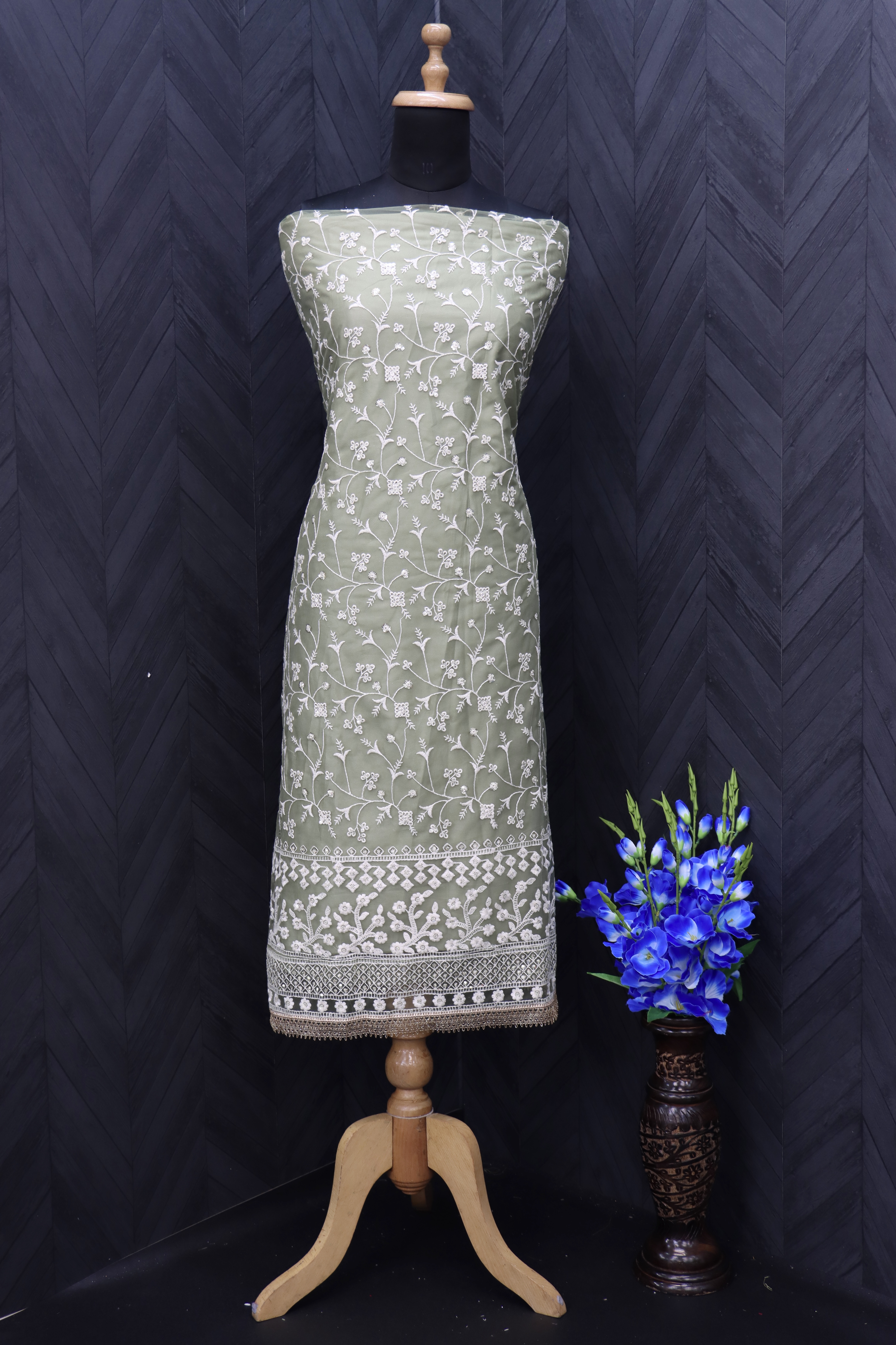 Honey dew Chikankari Pakistani Pant Suit