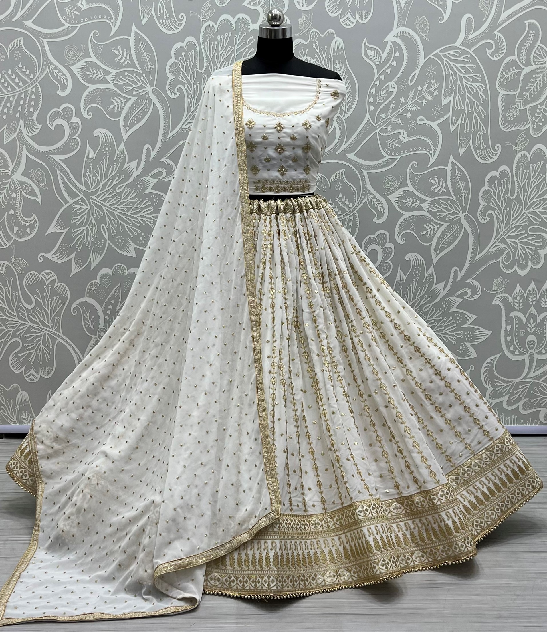 Girlish Wear Georgette Embroidered Lehenga Choli In White