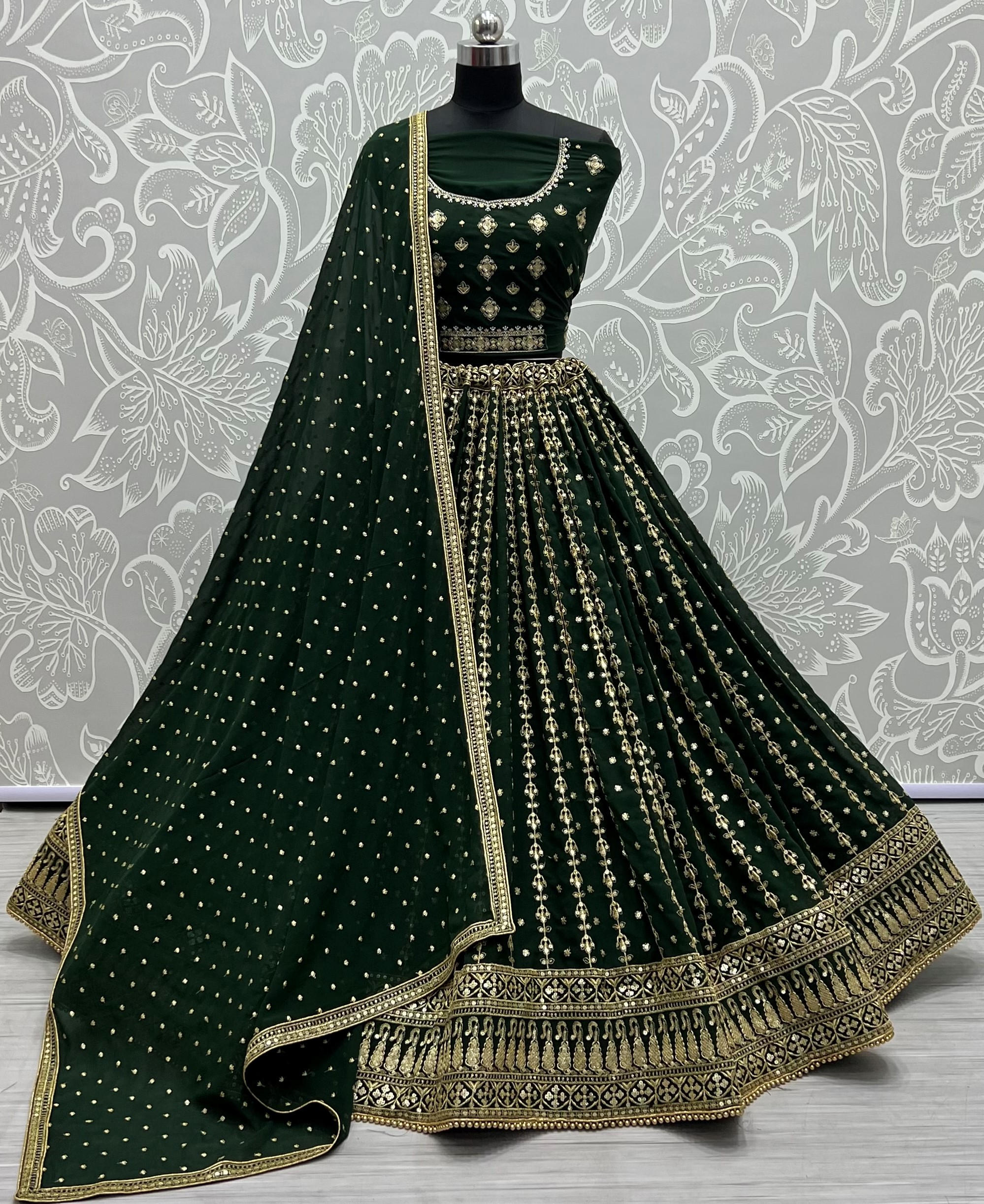 Girlish Wear Georgette Embroidered Lehenga Choli In green