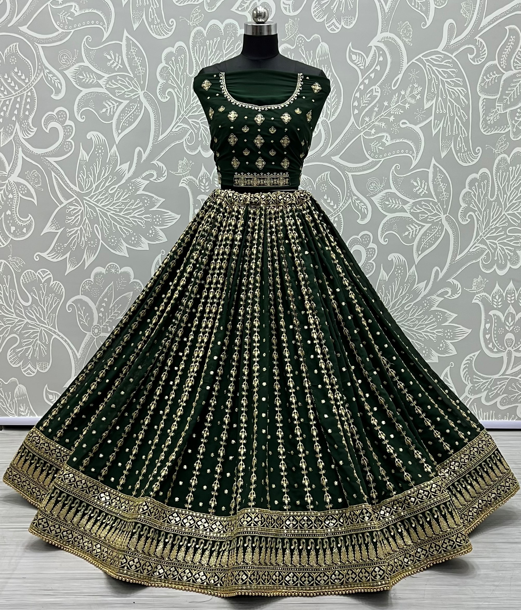 Girlish Wear Georgette Embroidered Lehenga Choli In green