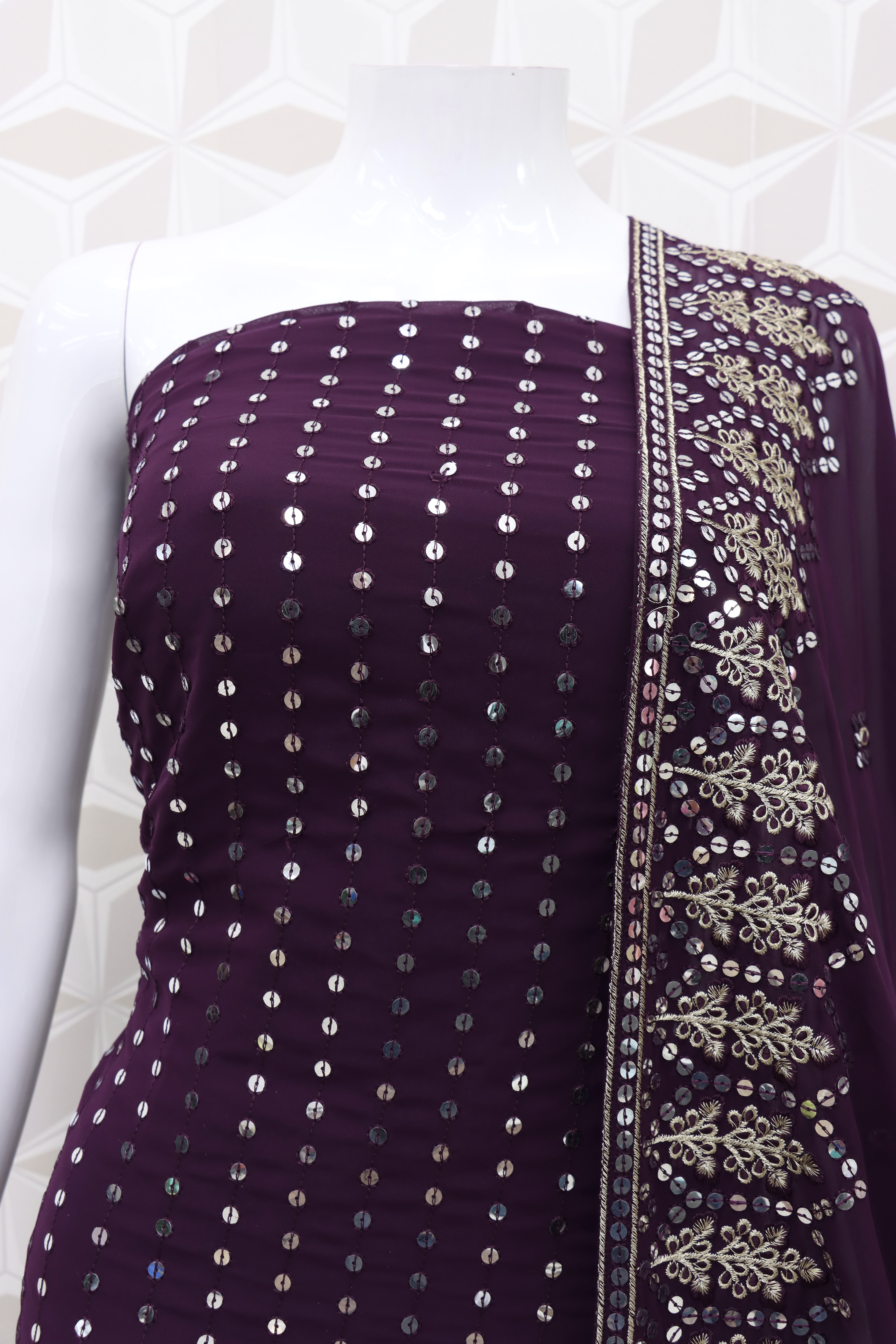 Wine Faux Georgette Pakistani Suit