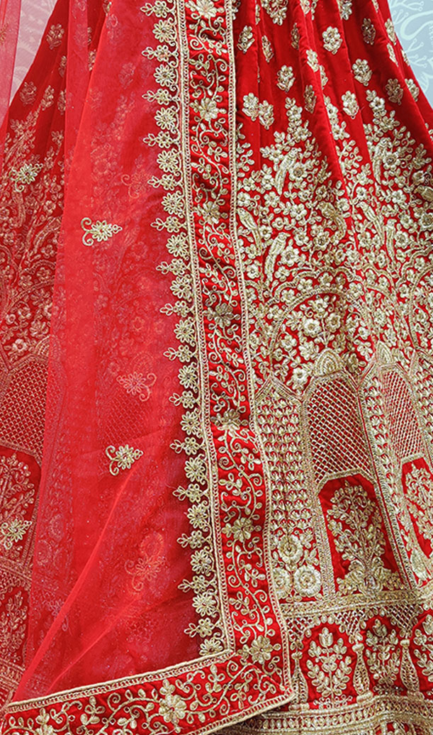 Dark Maroon Velvet Lehengacholi 