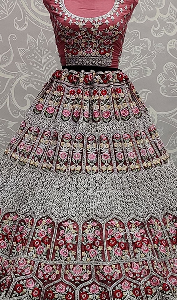 Pink Flower Flaired Lehenga