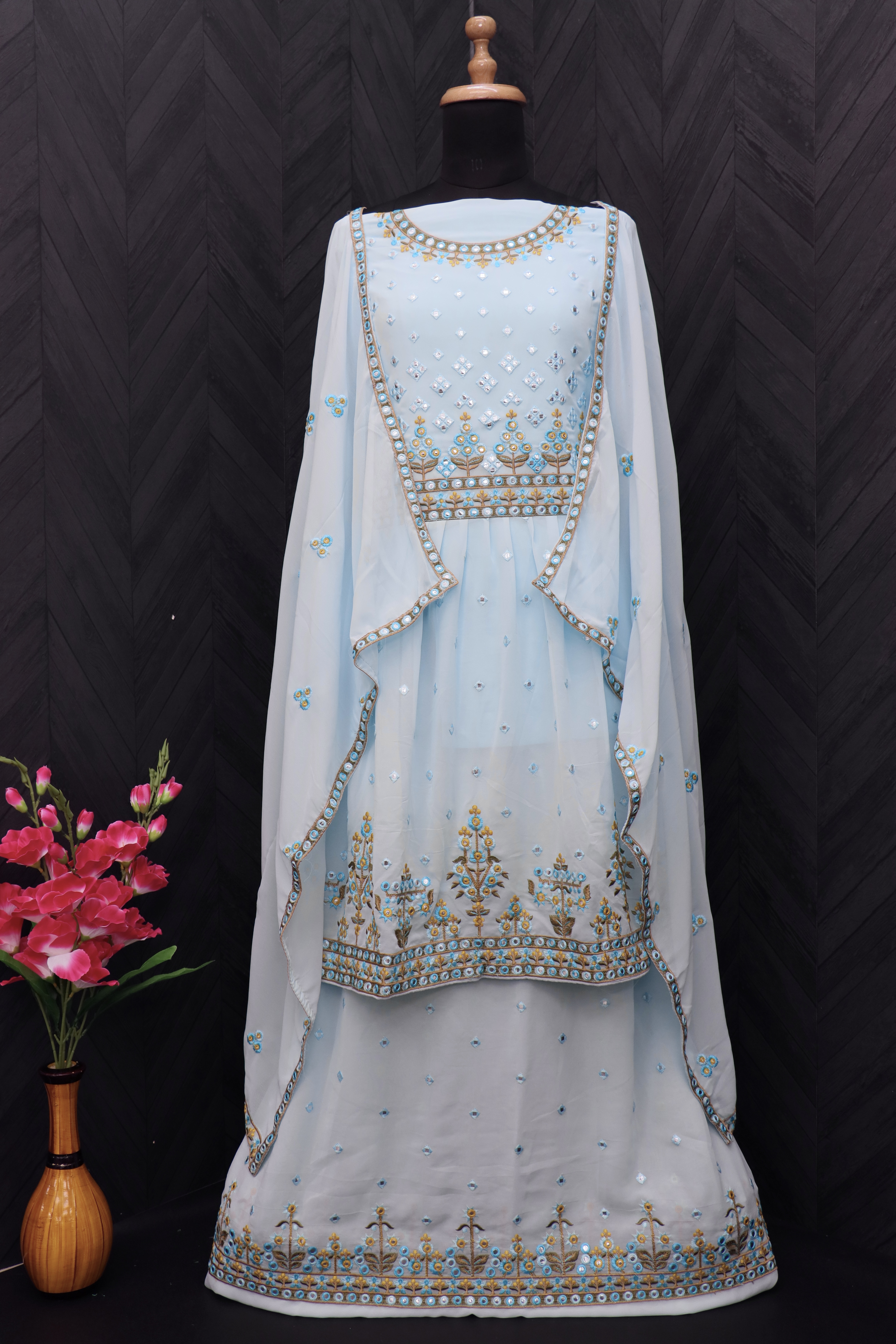 Embroidered Georgette Pakistani Suit in lilac