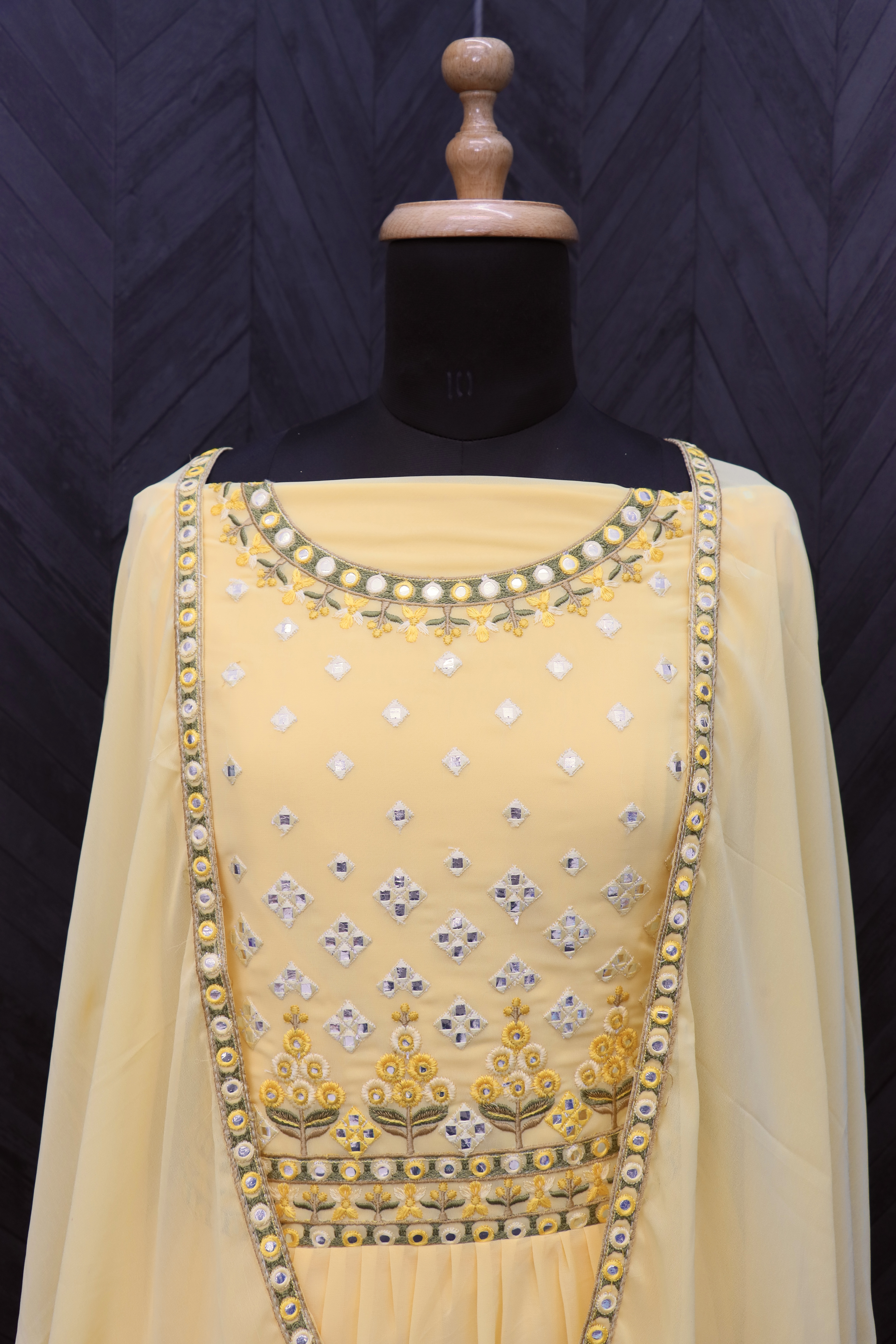 Embroidered Georgette Pakistani Suit in yellow