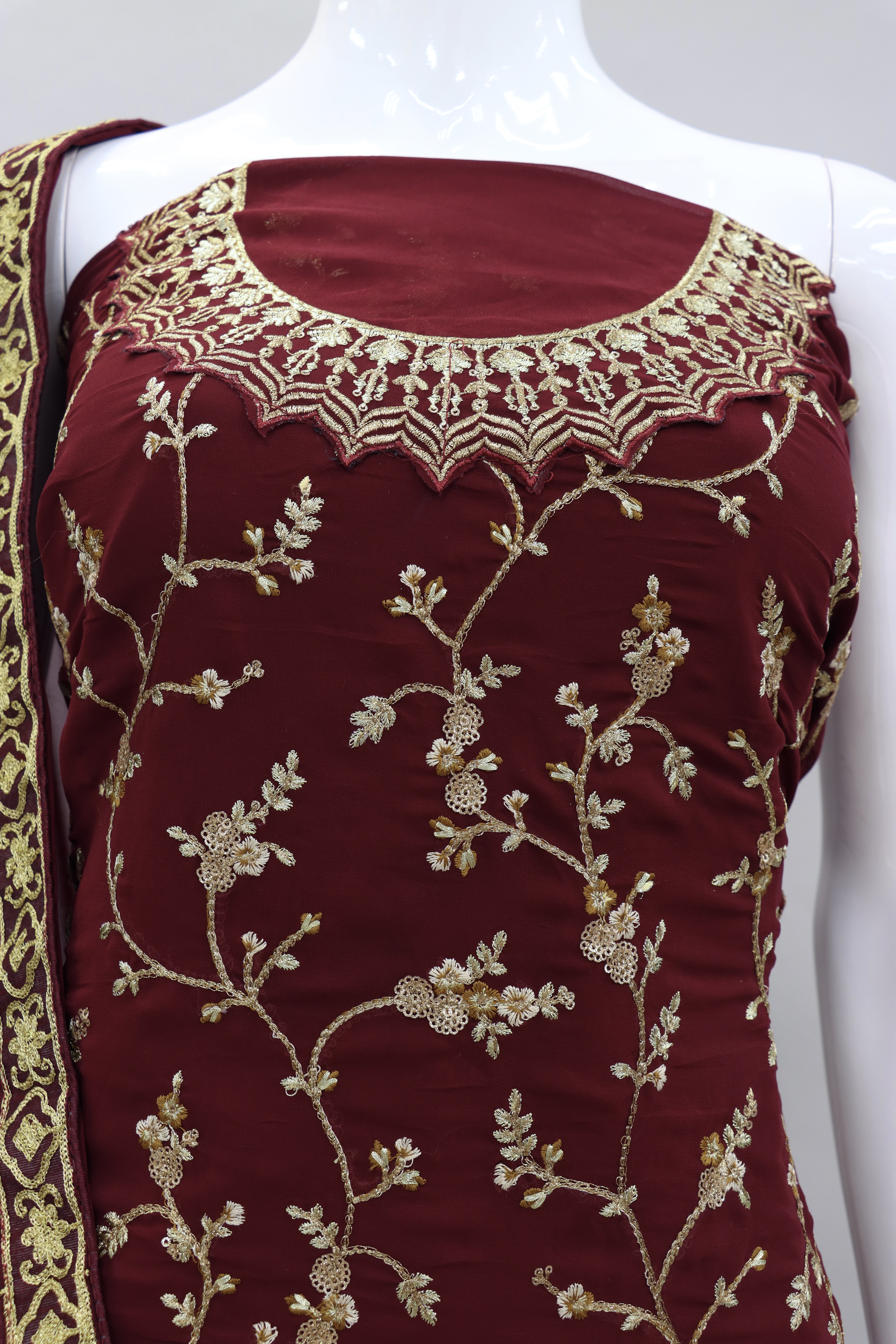 Embellished Semi-stitched Anarkali Dress Material