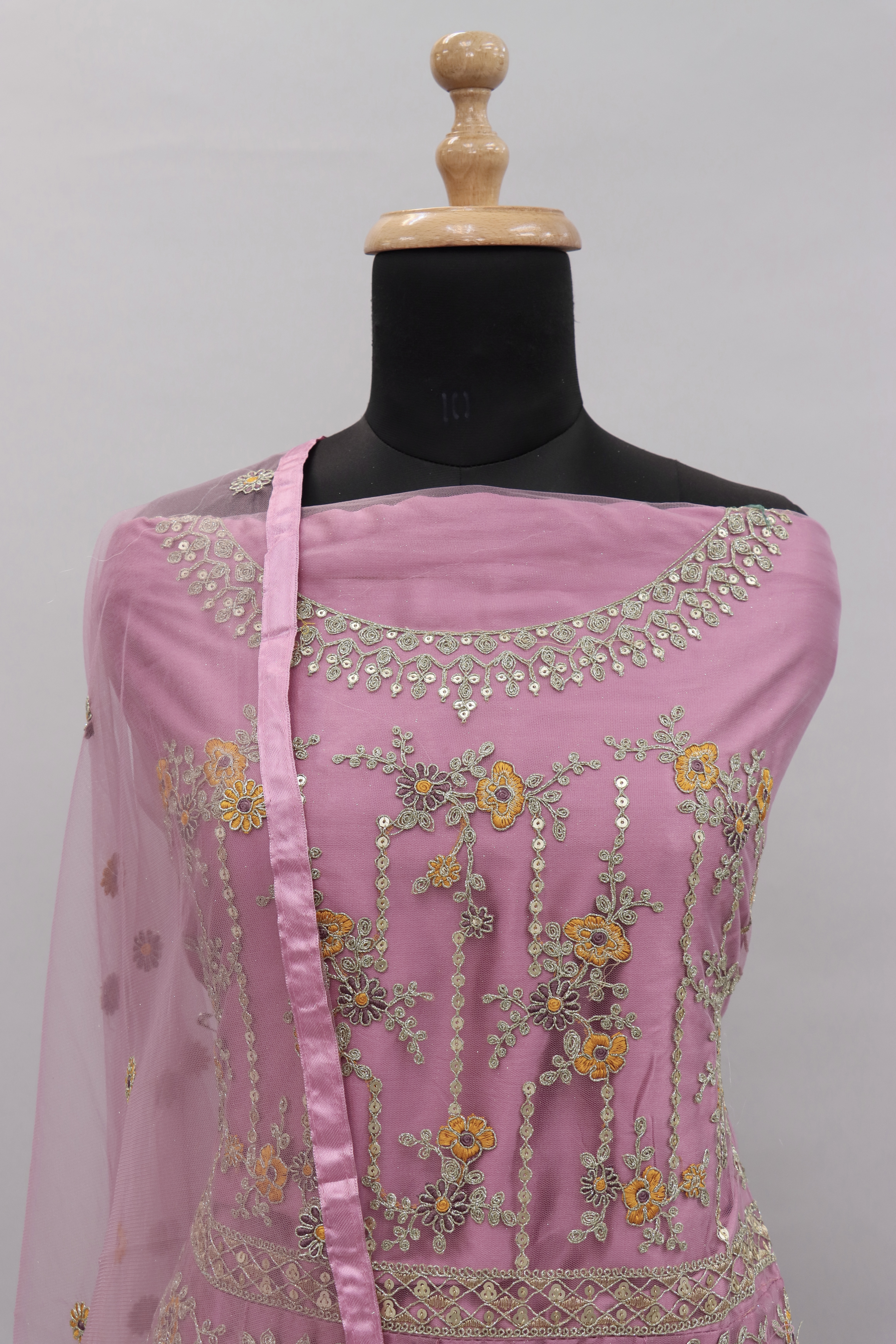 PINK Zari Embroidered Festive Anarkali Suit