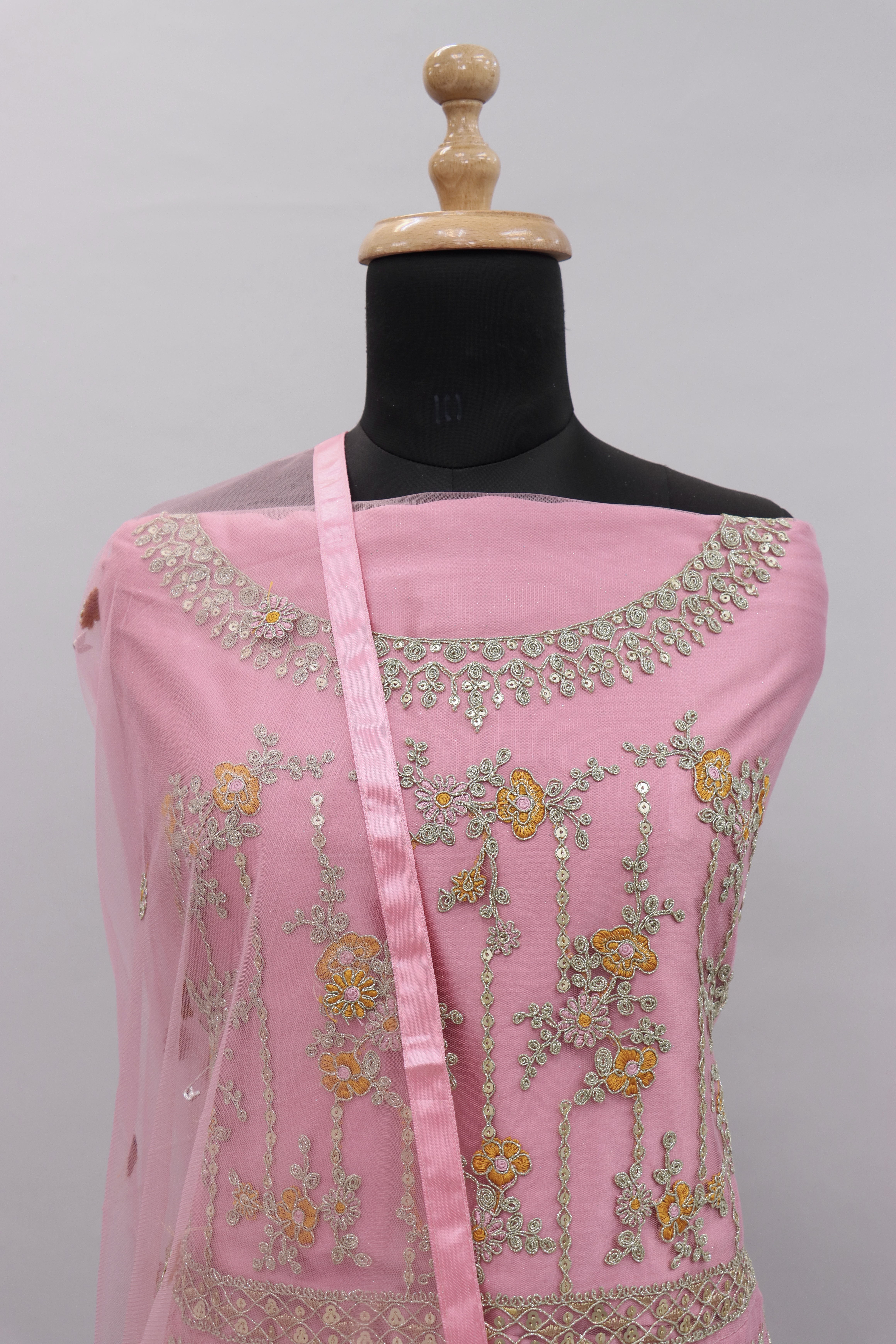 Baby pink Zari Embroidered Festive Anarkali Suit